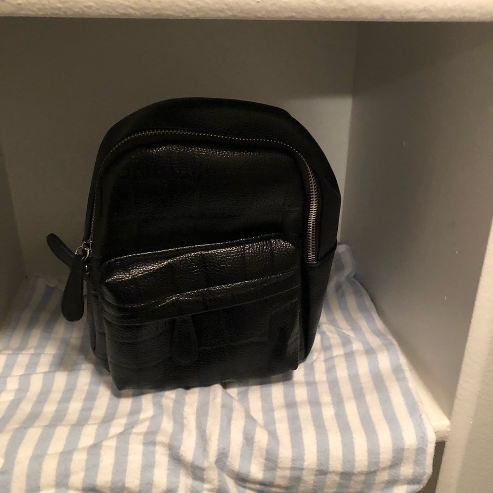 Mini Leather Black Backpack